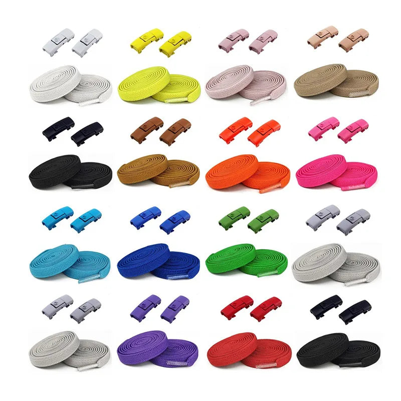 1pair No Tie Shoe Laces Press Lock Shoelaces Without Ties Elastic Laces Sneaker Kids Adult Widened Flat Shoelace Shoes (Copy)