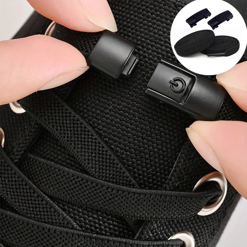 1pair No Tie Shoe Laces Press Lock Shoelaces Without Ties Elastic Laces Sneaker Kids Adult Widened Flat Shoelace Shoes (Copy)