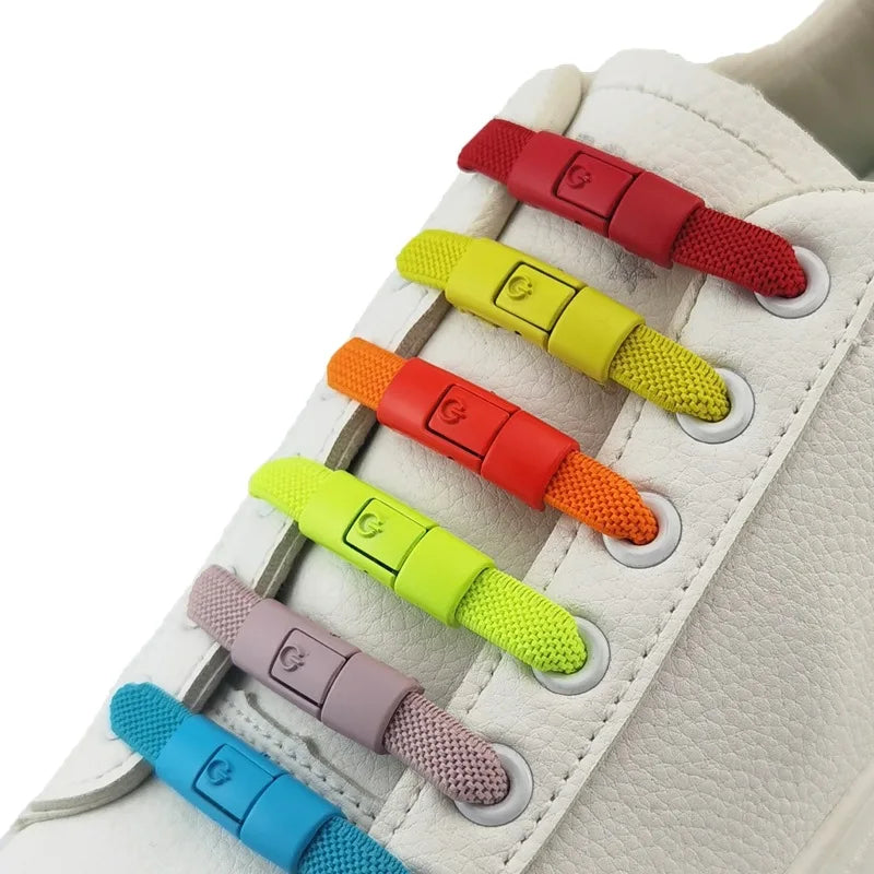 1pair No Tie Shoe Laces Press Lock Shoelaces Without Ties Elastic Laces Sneaker Kids Adult Widened Flat Shoelace Shoes (Copy)